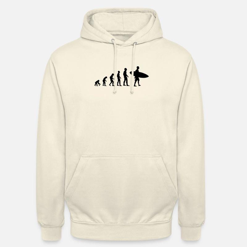 Surfer Evolution of Man Surf Surfboard - Unisex Hoodie - vanilla