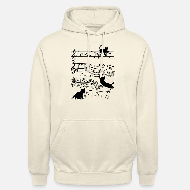 Chats notes de musique clef chat amoureux - Sweat-shirt à capuche unisexe - vanille