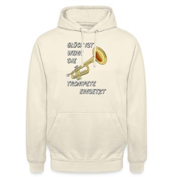 GLÜCK IST WENN DIE TROMPETE EINSETZT - Unisex Hoodie - Vanille-Milchshake - Vorne - Alina (178cm) & Michal (187cm)