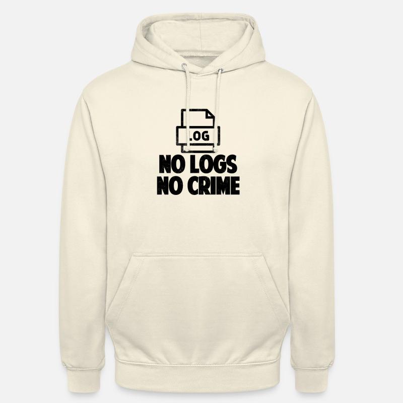 No Logs No Crime Hacking Gift Hacker tshirt - Unisex Hoodie - vanilla