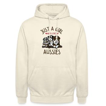 Aussie Lover Girl, Australian Shepherd Lover - Unisex Hoodie - vanilla - Front - Alina (178cm) & Michal (187cm)