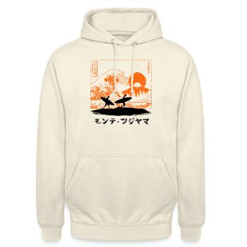 Surfer sur la vague au Japon - Sweat-shirt à capuche unisexe - vanille - Devant - Alina (178cm) & Michal (187cm)