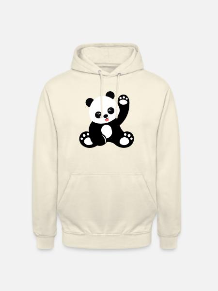 Cute sitting panda cartoon - Unisex Hoodie - vanilla