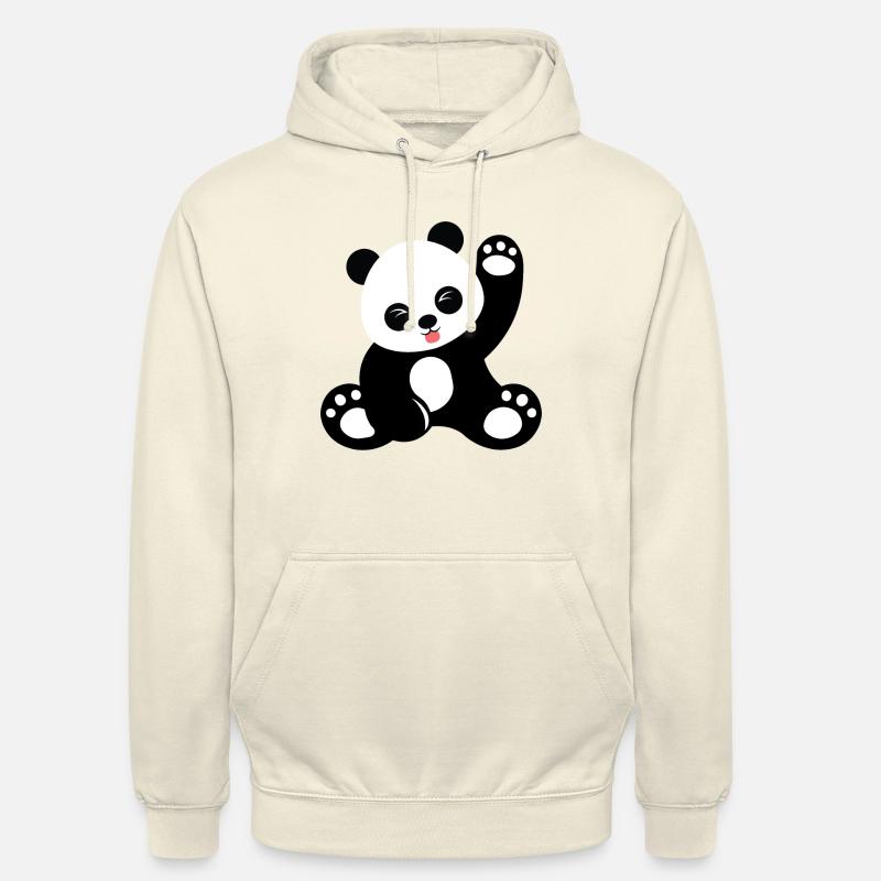 Dessin animé mignon panda assis - Sweat-shirt à capuche unisexe - vanille