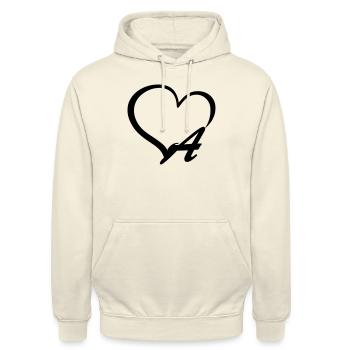 Lettre de cœur A - Sweat-shirt à capuche unisexe - vanille - Devant - Alina (178cm) & Michal (187cm)