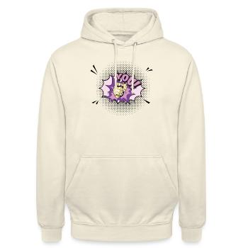 popart 23 you lila - Unisex Hoodie - Vanille-Milchshake - Vorne - Alina (178cm) & Michal (187cm)