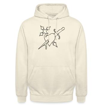 Herzinfarkt - Unisex Hoodie - Vanille-Milchshake - Vorne - Alina (178cm) & Michal (187cm)