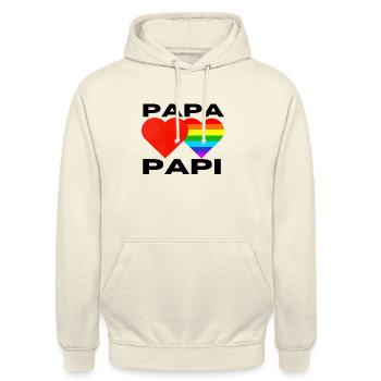 Geschenk zur Geburt LGBTQ queer schwul Papa Papi - Unisex Hoodie - Vanille-Milchshake - Vorne - Alina (178cm) & Michal (187cm)