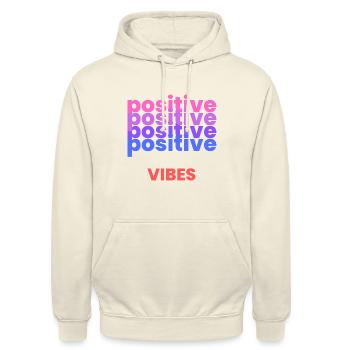 Positive Vibes - Unisex Hoodie - Vanille-Milchshake - Vorne - Alina (178cm) & Michal (187cm)