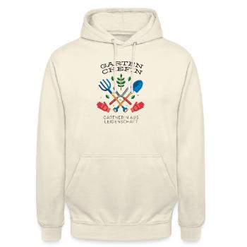 Garten Chefin Gärtnerin aus Leidenschaft Gärtnern - Unisex Hoodie - Vanille-Milchshake - Vorne - Alina (178cm) & Michal (187cm)