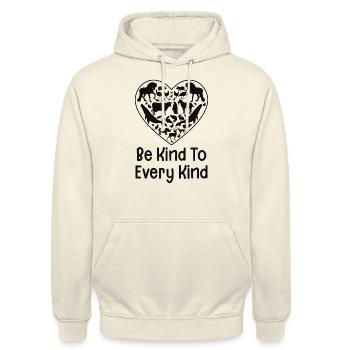 Be Kind to Every Kind Vegan Tierrechte Tierschutz - Unisex Hoodie - Vanille-Milchshake - Vorne - Alina (178cm) & Michal (187cm)