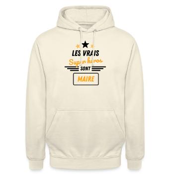 Maire / Mairie / Politique / Ville / Elections - Sweat-shirt à capuche unisexe - vanille - Devant - Alina (178cm) & Michal (187cm)