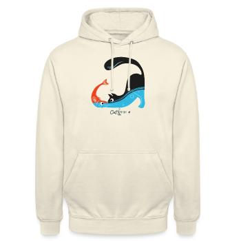 Le chat et l’image de poisson - Sweat-shirt à capuche unisexe - vanille - Devant - Alina (178cm) & Michal (187cm)