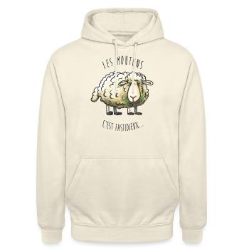 Les moutons c'est fastidieux - Sweat-shirt à capuche unisexe - vanille - Devant - Alina (178cm) & Michal (187cm)