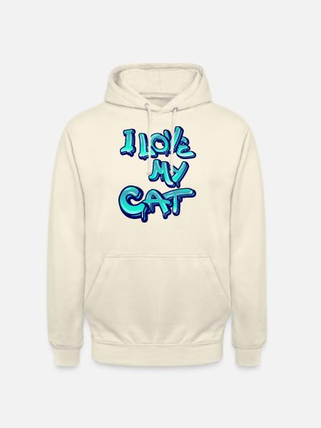J’aime mon chat - Sweat-shirt à capuche unisexe - vanille
