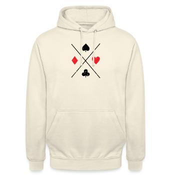 Karo Herz Pik Kreuz Karten Skat Kartenspiel - Unisex Hoodie - Vanille-Milchshake - Vorne - Alina (178cm) & Michal (187cm)