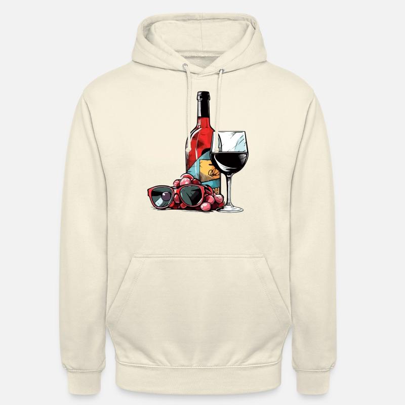 Bouteille de vin et lunettes - Sweat-shirt à capuche unisexe - vanille