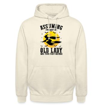 Assuming Im Just An Old Lady Was Your First Mistak - Unisex Hoodie - vanilla - Front - Alina (178cm) & Michal (187cm)