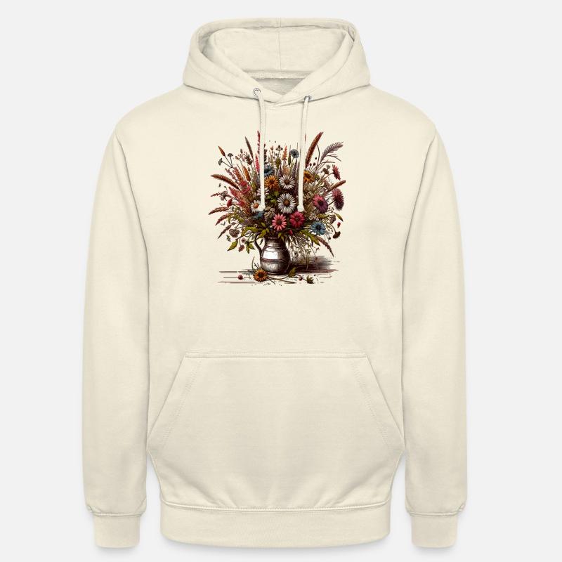 Wilde Blumen in Rustikaler Vase - Unisex Hoodie - Vanille-Milchshake
