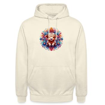 Highland Cow - Magical Meadow - Unisex Hoodie - vanilla - Front - Alina (178cm) & Michal (187cm)