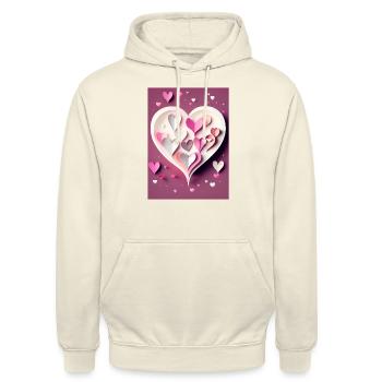 Papercut Heart Landscape - Unisex Hoodie - vanilla - Front - Alina (178cm) & Michal (187cm)