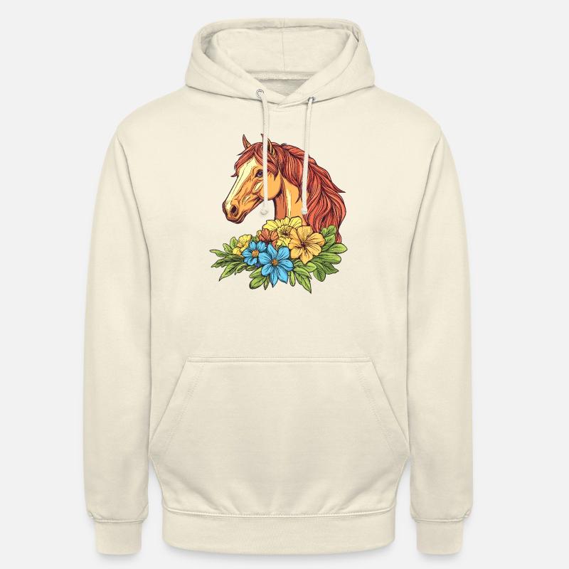 Pferd mit Blumen - Unisex Hoodie - Vanille-Milchshake