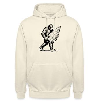 Bigfoot Pfeilspitze Pfeilspitzen Steinzeitmensch - Unisex Hoodie - Vanille-Milchshake - Vorne - Alina (178cm) & Michal (187cm)