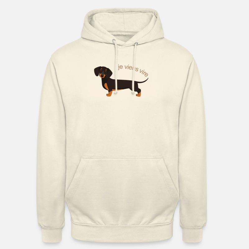 Teckel mignon avec texte français - Sweat-shirt à capuche unisexe - vanille