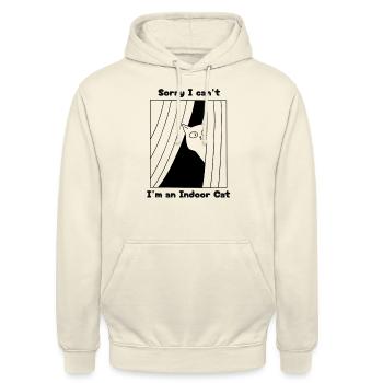 Sorry I cant Indoor Cat - Unisex Hoodie - Vanille-Milchshake - Vorne - Alina (178cm) & Michal (187cm)