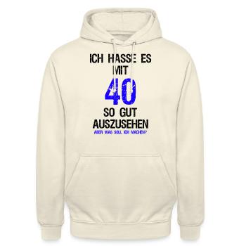 40. Geburtstag 40er runder Geburtstag - Unisex Hoodie - Vanille-Milchshake - Vorne - Alina (178cm) & Michal (187cm)