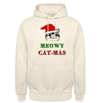 Meow Cat Noël Joyeux cadeau de Noël - Sweat-shirt à capuche unisexe - vanille - Devant - Alina (178cm) & Michal (187cm)