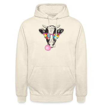 Kühler Kuhgummi - Unisex Hoodie - Vanille-Milchshake - Vorne - Alina (178cm) & Michal (187cm)