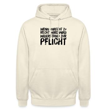 Wenn Unrecht Recht wird, wird Widerstand Pflicht - Unisex Hoodie - Vanille-Milchshake - Vorne - Alina (178cm) & Michal (187cm)