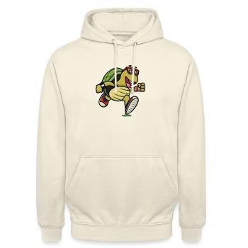 Laufende Schildkrötenkarikatur - Unisex Hoodie - Vanille-Milchshake - Vorne - Alina (178cm) & Michal (187cm)