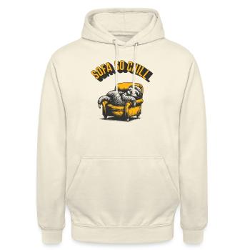 Sofa so Chill Faultier - Unisex Hoodie - Vanille-Milchshake - Vorne - Alina (178cm) & Michal (187cm)