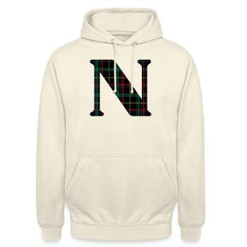 Monogramm n Schottischer Tartan - Unisex Hoodie - Vanille-Milchshake - Vorne - Alina (178cm) & Michal (187cm)