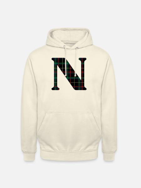 Monogram n Scottish tartan - Unisex Hoodie - vanilla