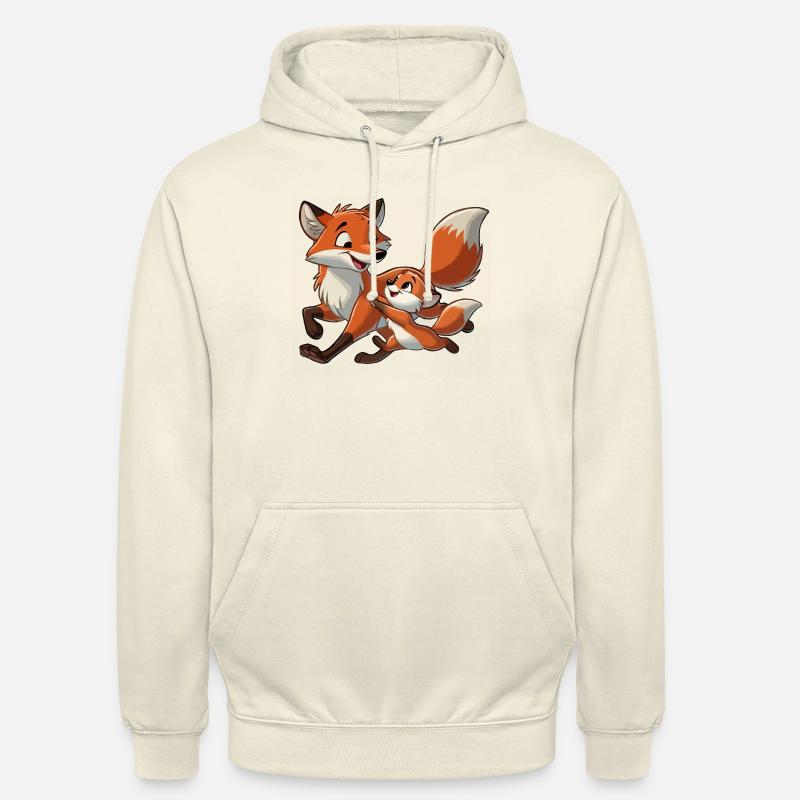 Fuchs mit herumtollendem Kind - Unisex Hoodie - Vanille-Milchshake