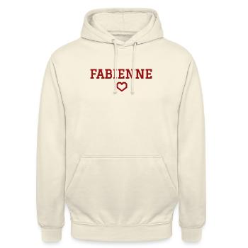 Fabienne cœur - Sweat-shirt à capuche unisexe - vanille - Devant - Alina (178cm) & Michal (187cm)