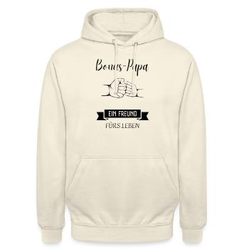 Bonus Papa - Unisex Hoodie - Vanille-Milchshake - Vorne - Alina (178cm) & Michal (187cm)