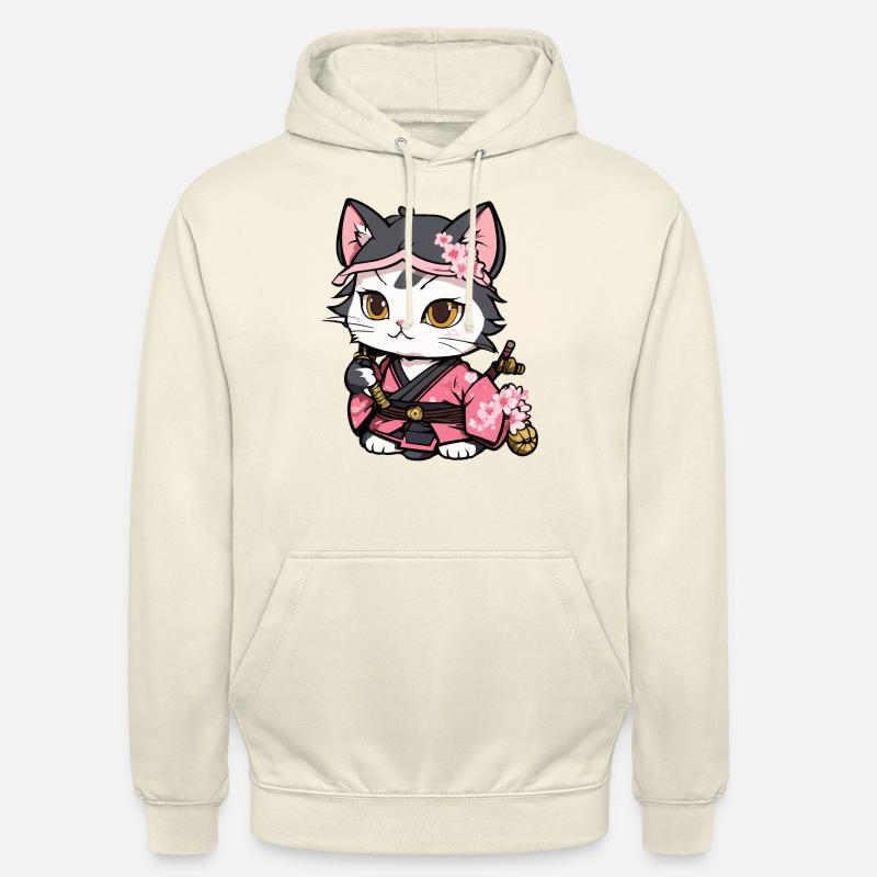 Samurai Katze & Kirschblüten #12 - Unisex Hoodie - Vanille-Milchshake