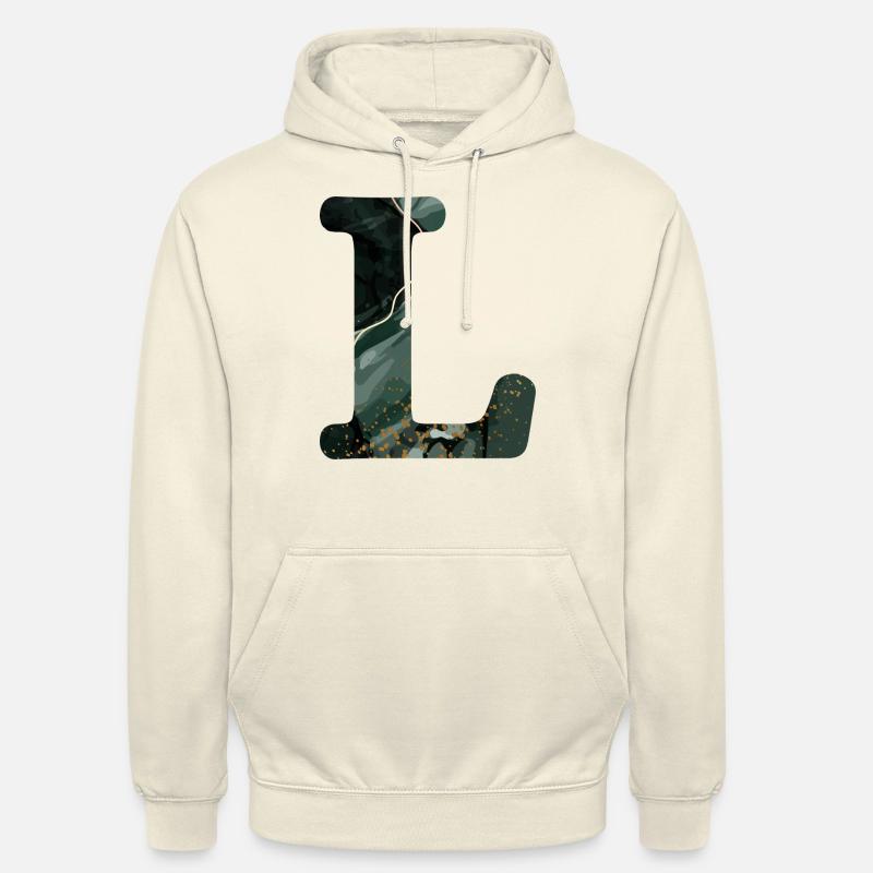 Lettre l marbré vert - Sweat-shirt à capuche unisexe - vanille