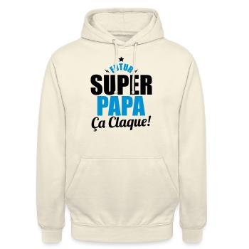 future super papa ca claque - Sweat-shirt à capuche unisexe - vanille - Devant - Alina (178cm) & Michal (187cm)