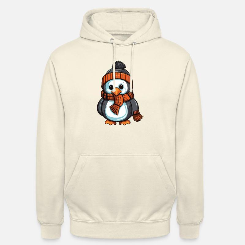 Pingouin mignon bande dessinée d’hiver - Sweat-shirt à capuche unisexe - vanille