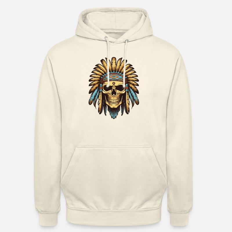 Crâne de chef indien Apache - Sweat-shirt à capuche unisexe - vanille