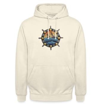 Traditional Tattoo Ship - Unisex Hoodie - vanilla - Front - Alina (178cm) & Michal (187cm)