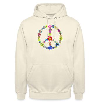 Flower Power Peace Flowers - Unisex Hoodie - vanilla - Front - Alina (178cm) & Michal (187cm)