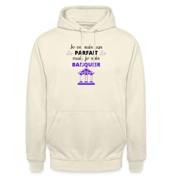 BANQUIER - Sweat-shirt à capuche unisexe - vanille - Devant - Alina (178cm) & Michal (187cm)