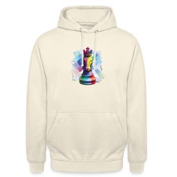 Kunst Schachfigur Pferd als König - Unisex Hoodie - Vanille-Milchshake - Vorne - Alina (178cm) & Michal (187cm)