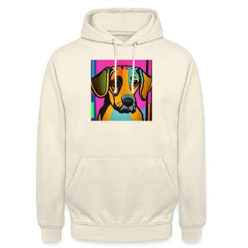 Chien Pop Art - Sweat-shirt à capuche unisexe - vanille - Devant - Alina (178cm) & Michal (187cm)
